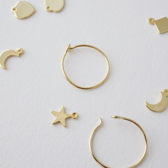 Gold Hoop Earrings with Charms | 14K Gold Filled - Picture 3 of 8